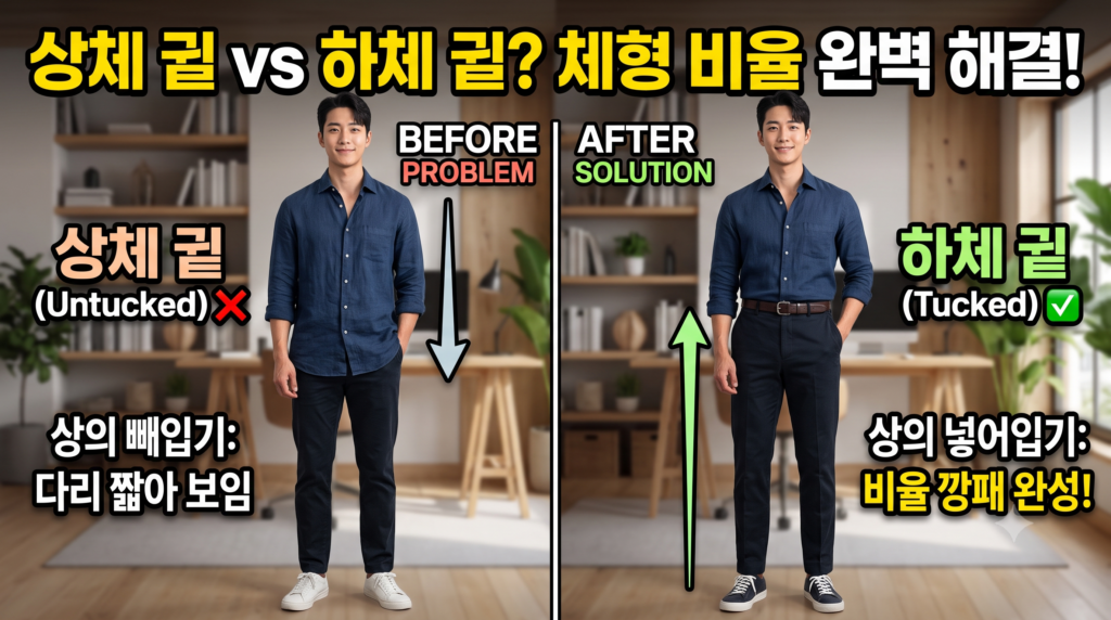 상체 긴 체형 vs 하체 긴 체형: 벨트 하나로 완성하는 상하체 황금 비율 공식