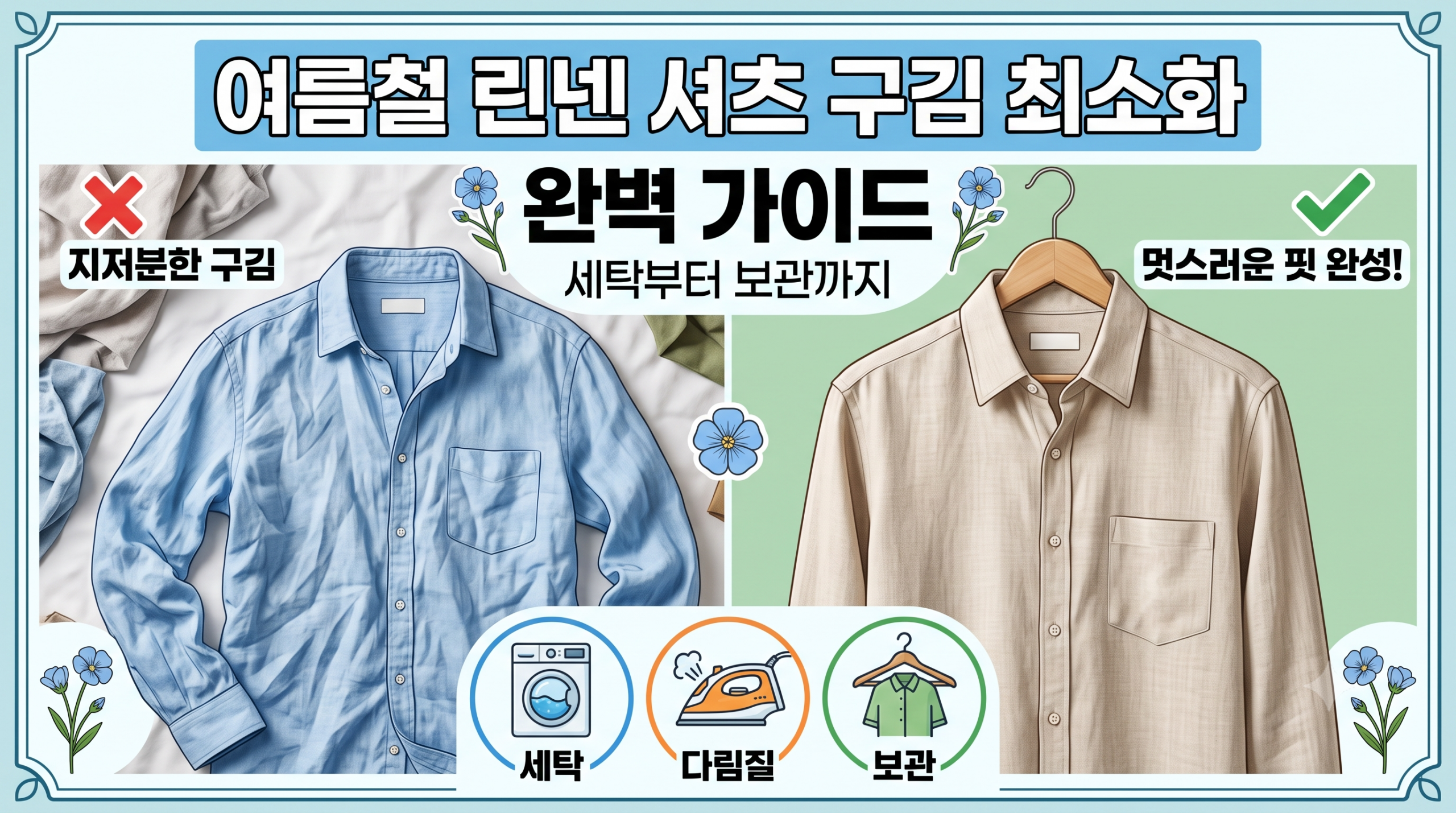 린넨 셔츠 구김 최소화